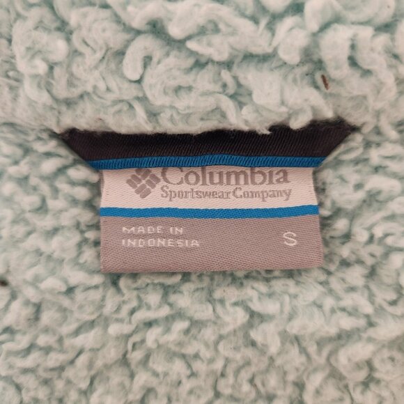 Columbia Jacket Womens Fast Beauty Plush Super Soft Zip Small Mint Green & Gray - Picture 11 of 13